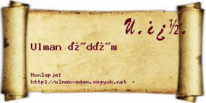Ulman Ádám névjegykártya